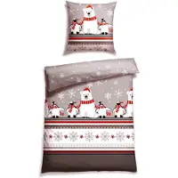 Schiesser Bettwäscheset Dida | 2-teilig | Winterprint | Feinbiber | 100% Baumwolle | Reißverschluss | 155 x 220 cm + 80 x 80 cm | Grau