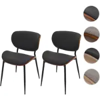 Mendler 2er-Set Esszimmerstuhl HWC-O45, Bugholz Stoff (370g/m²) - Walnuss-Optik, dunkelgrau