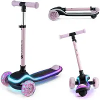 Kinderkraft RAKET - Kinderroller – 3 Räder – LED-Plattform & RGB-Räder – Höhenverstellbar – Klappbar – Ab 2 Jahren – Bis 50 kg - Rosa