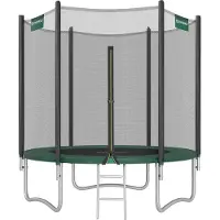 Songmics Trampolin outdoor, Ø 183 cm, schwarz/grün, mit Netz & Leiter, bis 100 kg
