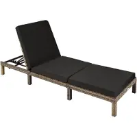 TecTake Sonnenliege Rattan-Kunststoffgeflecht 6-fach verstellbare Rückenlehne Gartenliege mit Polster stabilem Stahlgestell inkl. Polster, in natur