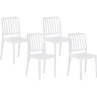 Beliani Gartenstühle im 4er Set Weiß aus Kunststoff Balkon Terrasse Gartenzubehör Indoormöbel Outdoormöbel Plastikstühle Modern