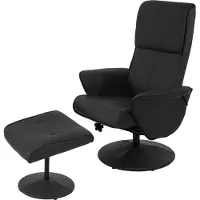 Mendler Relaxsessel Helsinki, Fernsehsessel Relaxliege TV-Sessel mit Hocker Kunstleder, schwarz