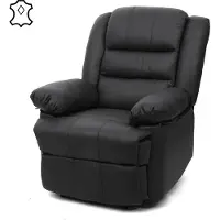 Mendler Fernsehsessel HWC-G15, Relaxsessel Liege Sessel, Leder + Kunstleder 101x87x100cm schwarz