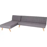 Mendler Ecksofa MCW-K38, Sofa Klappsofa, Liegefläche links/rechts, Stoff/Textil Massivholz MVG 256cm hellgrau