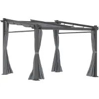 Outsunny Pergola 2,97 x 2,95 m Gartenpavillon mit Sonnendach, Seitenteilen