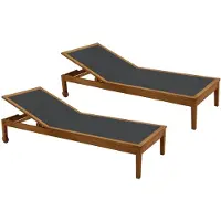 Miliboo Sonnenliegen dunkelgrau und Massivholz (2er-Set) NAVEEN