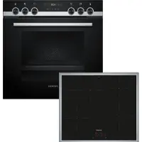 Siemens HE517BBS4 + EI645CFB6E, Zonen-Induktionskochfeld, 4 Zone(n), Glaskeramik, Schwarz, Berührung, 58,3 cm