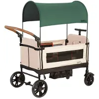 Yvolution Bollerwagen Kinderwagen grün - faltbarer Kinderwagen mit Sonnendach