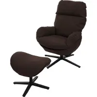 Mendler Relaxsessel + Hocker HWC-L12, Fernsehsessel Sessel Schaukelstuhl Wippfunktion, drehbar, Metall Stoff/Textil braun