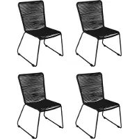 Möbelliebling SAM Gartenstuhl Outdoor-Seilstuhl Schwarz mit Eisen-Gestell in Schwarz ISRA 4er Set