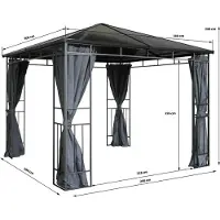 Grasekamp Hardtop Pavillon Limone 3x3m inkl. Seitenteile Doppelstegplatten Hohlkammer Polycarbonat
