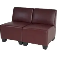 Mendler Modular 2-Sitzer Sofa Couch Lyon, Kunstleder rot-braun, ohne Armlehnen