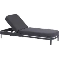 Beliani Gartenliege Schwarz Aluminium mit Bespannung Graphitgrau Stoff Verstellbares Kopfteil Modern Outdoor Garten Terrasse Balkon Außenbereich