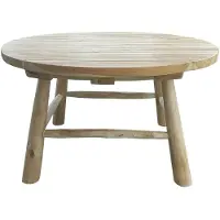 Möbilia Couchtisch | aus Teakholz | rund | natur | B 80 x T 80 x H 41 cm | 11020034 | Serie GARTEN