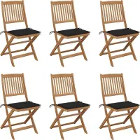 vidaXL Eleganten-Stil Klappbare Gartenstühle 6 Stk. mit Kissen Massivholz Akazie DE8393042