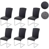 Mendler 6er-Set Esszimmerstuhl HWC-F36, Freischwinger Küchenstuhl Konferenzstuhl Kunstleder, schwarz