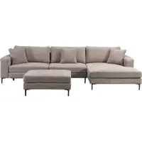 HOME DELUXE Sofa BELLANO Beige L 340 x 188 x 94 cm - Ottomane: Rechts | inkl. Zierkissen Cordsofa, L – Form Sofa, Ecksofa, Cordstoff