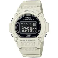 Casio COLLECTION & VINTAGE Armbanduhr TIMELESS COLLECTION SPORT- ILLUMINATOR WR 50M, ALARM, CHRONOGRAPH - WHITE - COLORED SERIE W-219HC-8BVDF