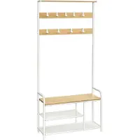 Vasagle Garderobenständer mit 9 Haken 30 x 85 x 180,5 cm eichenfarben-weiß B34HSR409W09