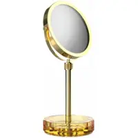 DECOR WALTHER Make-up Spiegel Kristall KSA mit Schälchen Amber Gold 24 Karat (4x + 1x Vergrößerung)