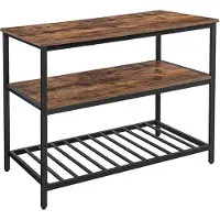 Vasagle Bäckereiregal, Kücheninsel mit großer Arbeitsplatte, stabiler Stahlrahmen, 60 x 120 x 90 cm, Industrieküchenregal, leicht zu montieren, rustikales Braun und Schwarz KKI01BX