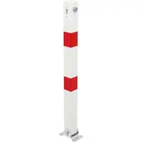 Alberts Absperrpfosten Klappy | zum Aufschrauben, umlegbar | weiß | Pfosten 70 x 70 mm | Höhe über Boden 100 cm | mit gleichschließendem Profilzylinderschloss