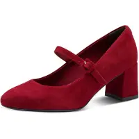 Tamaris Damen Riemchenpumps aus Leder mit überzogenem Blockabsatz 1-22460-45, Größe:38 EU, Farbe:Rot