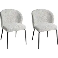 Beliani Polsterstuhl 2er Set Weiß-Schwarz Stoffbezug Meliert mit Schwarzen Metallbeinen Ohne Armlehnen Modern Esszimmer Wohnzimmer Sitzmöbel