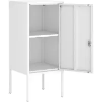 En.casa Nachtschrank Hausjärvi 82x35x35 cm Türgriff links Stahl Weiss