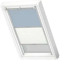 Velux Vorteils-Set Verdunkelungsrollo uni himmelblau und Faltstore Plissee weiß manuell Rahmen aluminium DFD CK02 4576S
