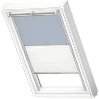 Velux Vorteils-Set Verdunkelungsrollo uni himmelblau und Faltstore Plissee weiß manuell Rahmen aluminium DFD MK08 4576S