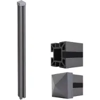 Mendler WPC-Pfosten Savoie-WPC-Zaun, Pfeiler Pfahl, Stecksystem 240cm, grau