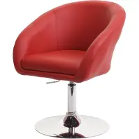 Mendler Esszimmerstuhl MCW-F19, Küchenstuhl Stuhl Drehstuhl Loungesessel, drehbar höhenverstellbar Kunstleder rot