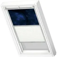 Velux Vorteils-Set Verdunkelungsrollo Kids Universum und Faltstore Plissee weiß manuell Rahmen aluminium DFD PK10 4653S