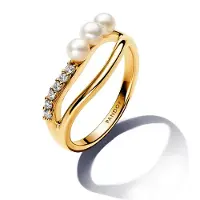Pandora 163258C01 Damenring mit Süßwasser-Zuchtperlen Goldfarben