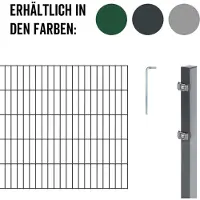 Alberts Doppelstabmattenzaun 6-5-6, Matten 2,50 m, Höhe 1,43 m, Länge 30 m, anthrazit, Zaun als Komplettset, Pfosten mit Klemmlasche 60x40 mm