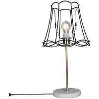 QAZQA Retro Tischlampe Messing mit Granny-Lampenschirm schwarz 30 cm - Kaso