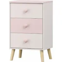 En.casa Kinderkommode 'Sandnes' mit 3 Schubladen 62 x 38 x 30 cm Weiß / Rosa
