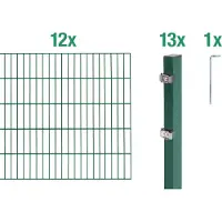Alberts Doppelstabmatten Zaun, Höhe 160 cm, Länge 24 m, Zaun-Komplettset zum Einbetonieren, grün, Pfosten 60x40 mm