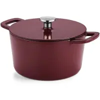 Fissler Moments Collection / Emaillierter Gusseisen-Bräter, rund (Ø 24 cm) Cast-Iron Topf, Cocotte AromaStar-Funktion, Induktion – Burgunderrot