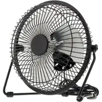 Deltaco FT-755, Haushalts-Lamellenlüfter, Schwarz, Tisch, 13 cm, USB, 2,5 W