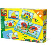SES Creative 14898 Mosaikbrett mit Karten - Farbenfrohes Steckspiel für Kinder, 100 Stück(e), 3 Jahr(e), Junge/Mädchen, Kind, Gemischte Farben, Niederlande