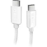 SBS USB-C - USB-C-Textilkabel mit Kabelhalter, 1,5 Meter