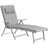 Songmics Gartenliege, 6 cm dicker Matratze,Aluminium, atmungsaktiv grau