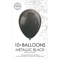 Globos Nordic Luftballons Metallic Schwarz 30cm, 10Stk.