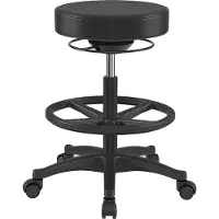 Songmics Arbeitshocker, hoher Sitz, ergonomischer dynamischer Hocker, Stehhocker, drehbar und höhenverstellbar, 59,5-81 cm, mit verstellbarer runder Fußstütze, Schwarz OSC007B01