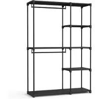 Songmics Kleiderschrank offen mit Kleiderstangen 43 x 124 x 182 cm schwarz RYG026B02