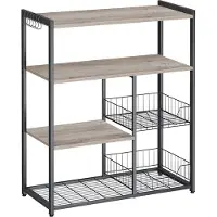 Songmics Küchenregal mit 2 Metallkörben greige-schwarz B34KKS096B02
