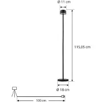 LINDBY LED-Akku-Stehleuchte Isason, schwarz, Alu, Ø 11 cm